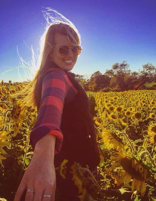 Tara in a sunflower field