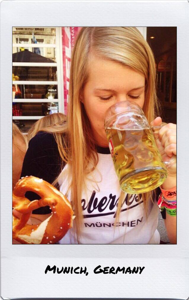 Tara drinking in Munich, Germany